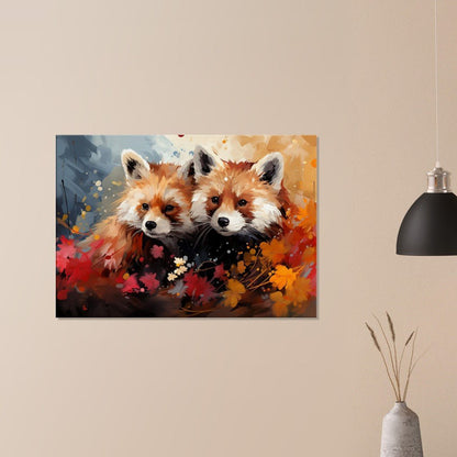 Abstract 2 Red Pandas, togetherness on Canvas - Valentine's Day Gift - Canvas - Colourful wall art by Canvasity Crafts