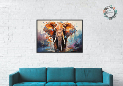 Abstract African Bull Elephant - Incredible Unframed Print - Wildlife Animal Wall Art for Nature Enthusiasts, Savanna, Safari Gift - Posters - Colourful wall art by Canvasity Crafts