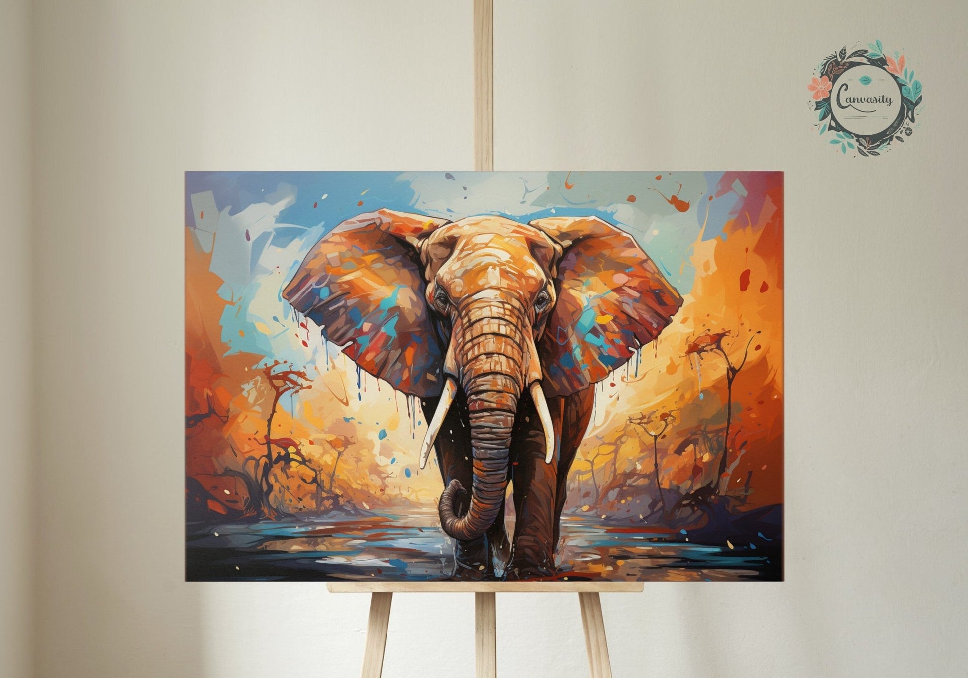 Abstract African Bull Elephant - Incredible Unframed Print - Wildlife Animal Wall Art for Nature Enthusiasts, Savanna, Safari Gift - Posters - Colourful wall art by Canvasity Crafts