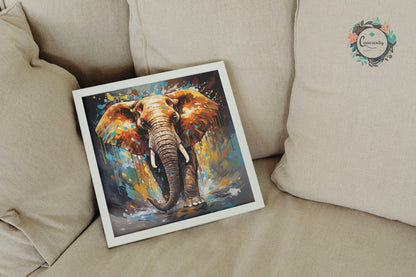 Abstract African Bull Elephant - Unframed Print - Wildlife Animal Wall Art for Nature Enthusiasts, Savanna, Safari Oil Painting Gift - Posters - Colourful wall art by Canvasity Crafts