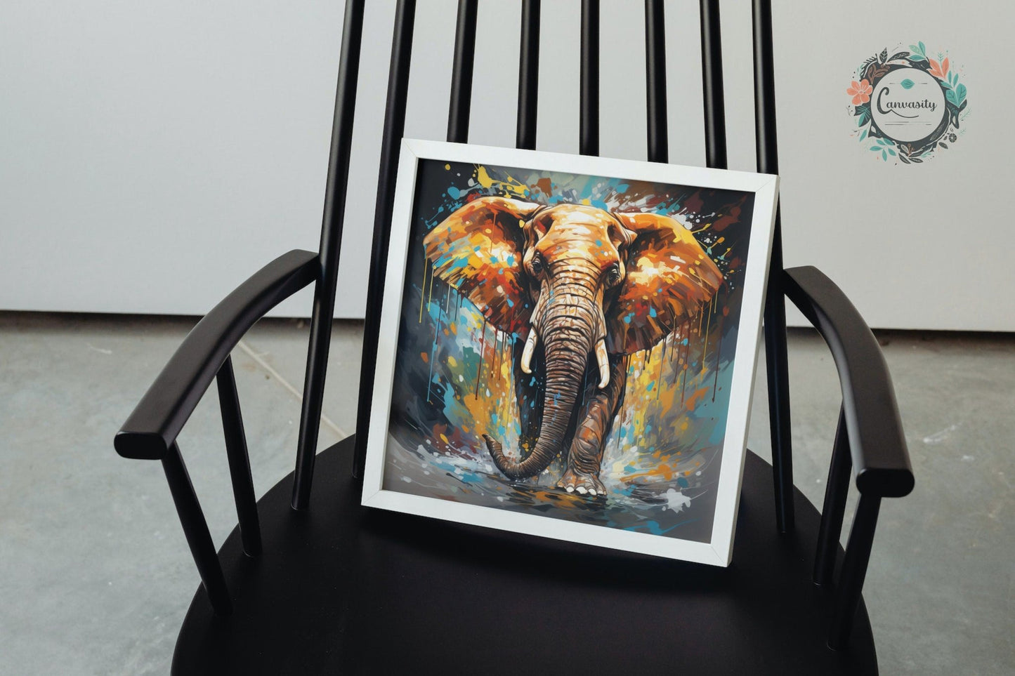 Abstract African Bull Elephant - Unframed Print - Wildlife Animal Wall Art for Nature Enthusiasts, Savanna, Safari Oil Painting Gift - Posters - Colourful wall art by Canvasity Crafts