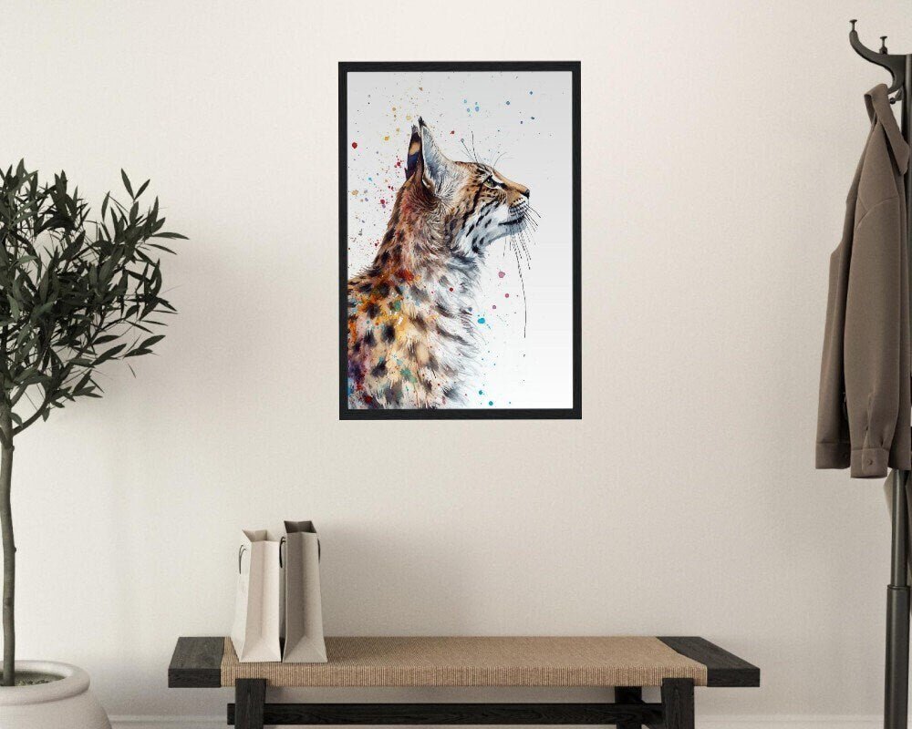 Abstract Bobcat Watercolor Painting Print - Wildlife Animal Wall Art for Nature Enthusiasts. Big Mountain Cat, Watercolour, Oil, Poster Gift - Posters - Colourful wall art by Canvasity Crafts