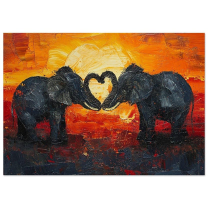 Abstract Elephants in Love Fine Art Poster Print - Valentine's Day Painting Wedding Gift, Anniversary Present for Wife, Husband, Girlfriend - Posters - Colourful wall art by Canvasity Crafts