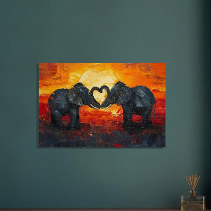 Abstract Elephants in Love Fine Art Poster Print - Valentine's Day Painting Wedding Gift, Anniversary Present for Wife, Husband, Girlfriend - Posters - Colourful wall art by Canvasity Crafts