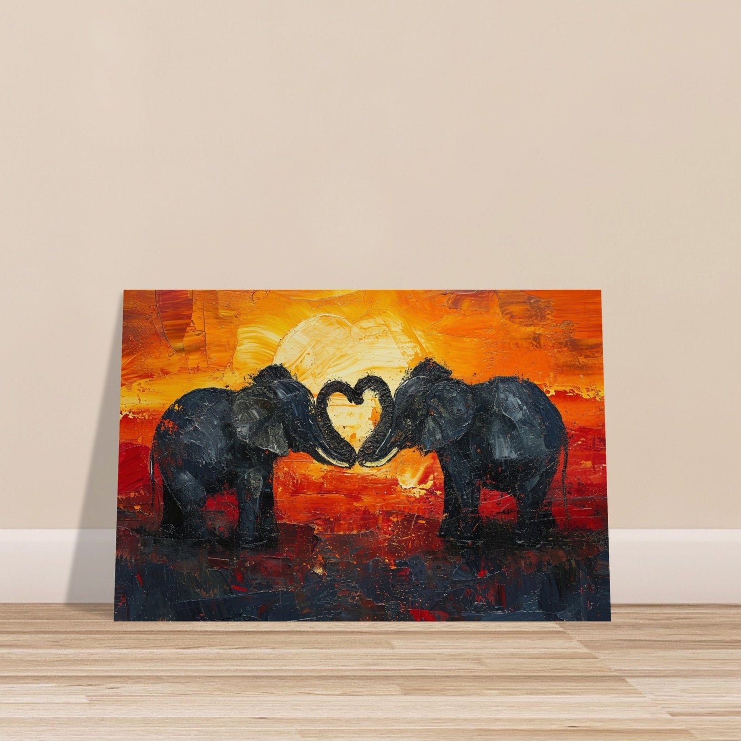 Abstract Elephants in Love Fine Art Poster Print - Valentine's Day Painting Wedding Gift, Anniversary Present for Wife, Husband, Girlfriend - Posters - Colourful wall art by Canvasity Crafts