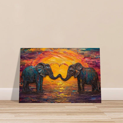 Abstract Elephants in Love Large Poster Print - Valentine's Day Painting Wedding Gift, Anniversary Present for Wife, Husband, Girlfriend - Posters - Colourful wall art by Canvasity Crafts