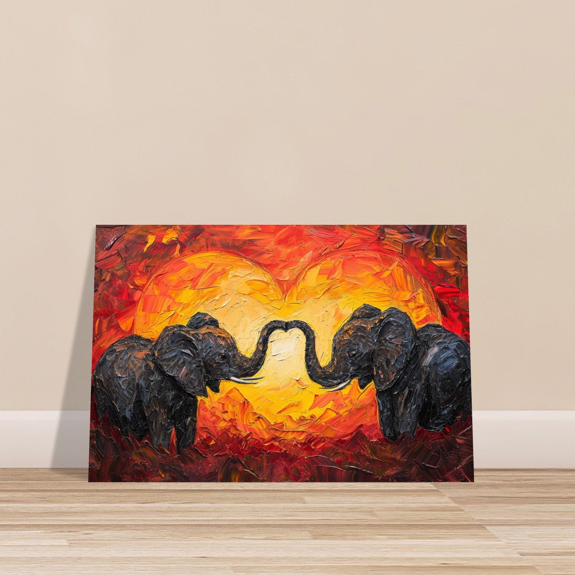 Abstract Elephants in Love Poster Print - Valentine's Day Painting Wedding Gift, Anniversary Present for Wife, Husband, Girlfriend - Posters - Colourful wall art by Canvasity Crafts