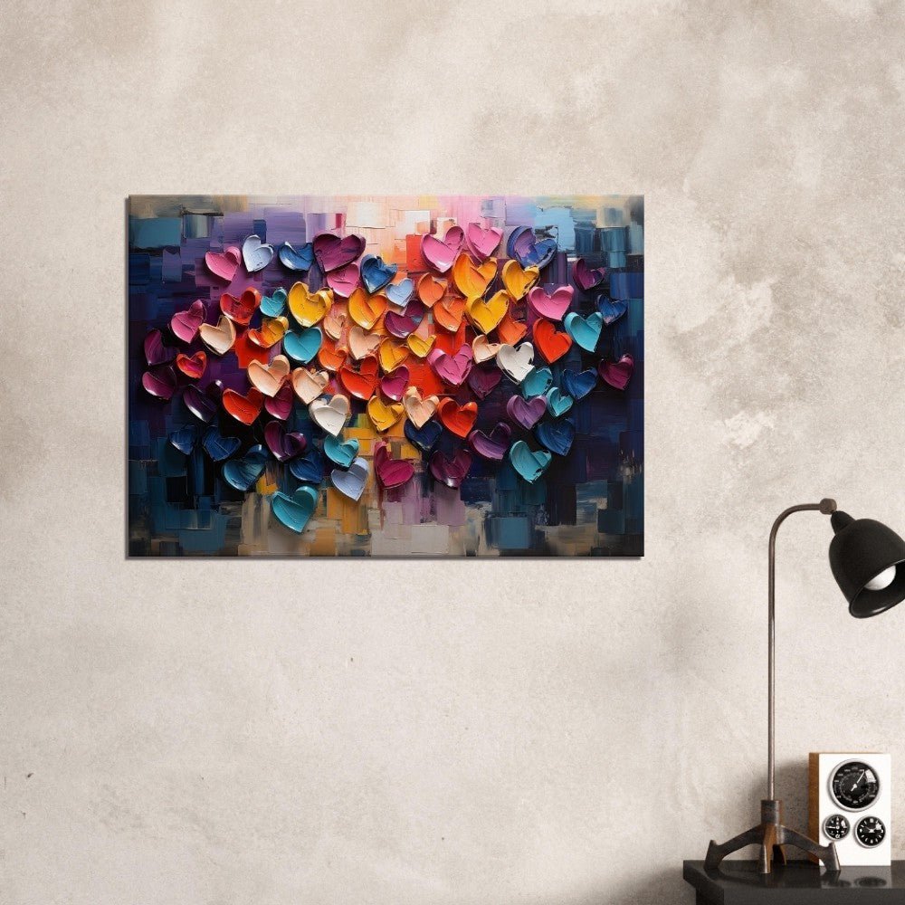 Abstract Love Heart Canvas - Rainbow Valentine's Day Gift - Canvas - Colourful wall art by Canvasity Crafts