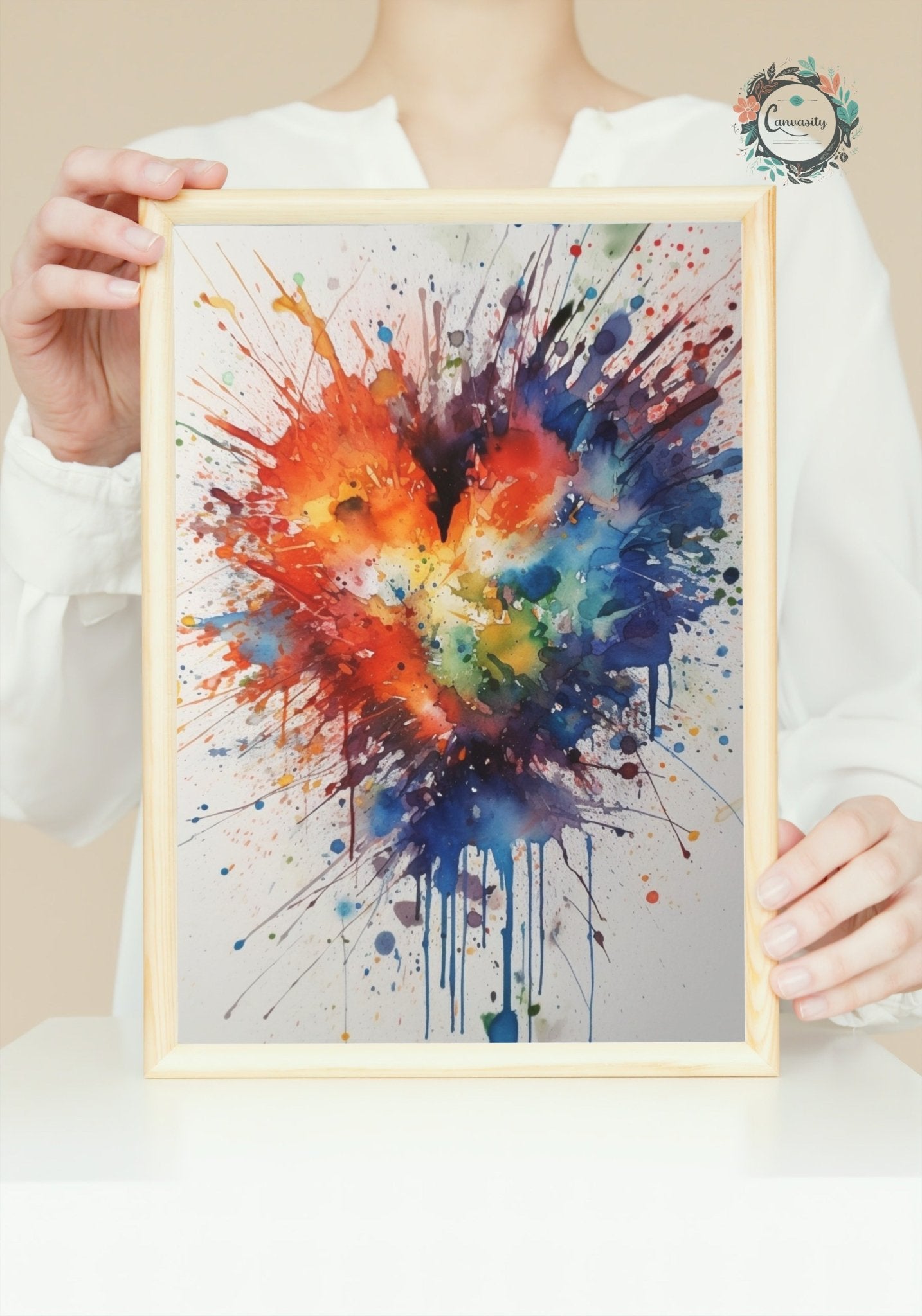 Abstract Love Heart Paint Splatter Poster Print - Valentine's Day Gift - Matte Paper - Colourful wall art by Canvasity Crafts