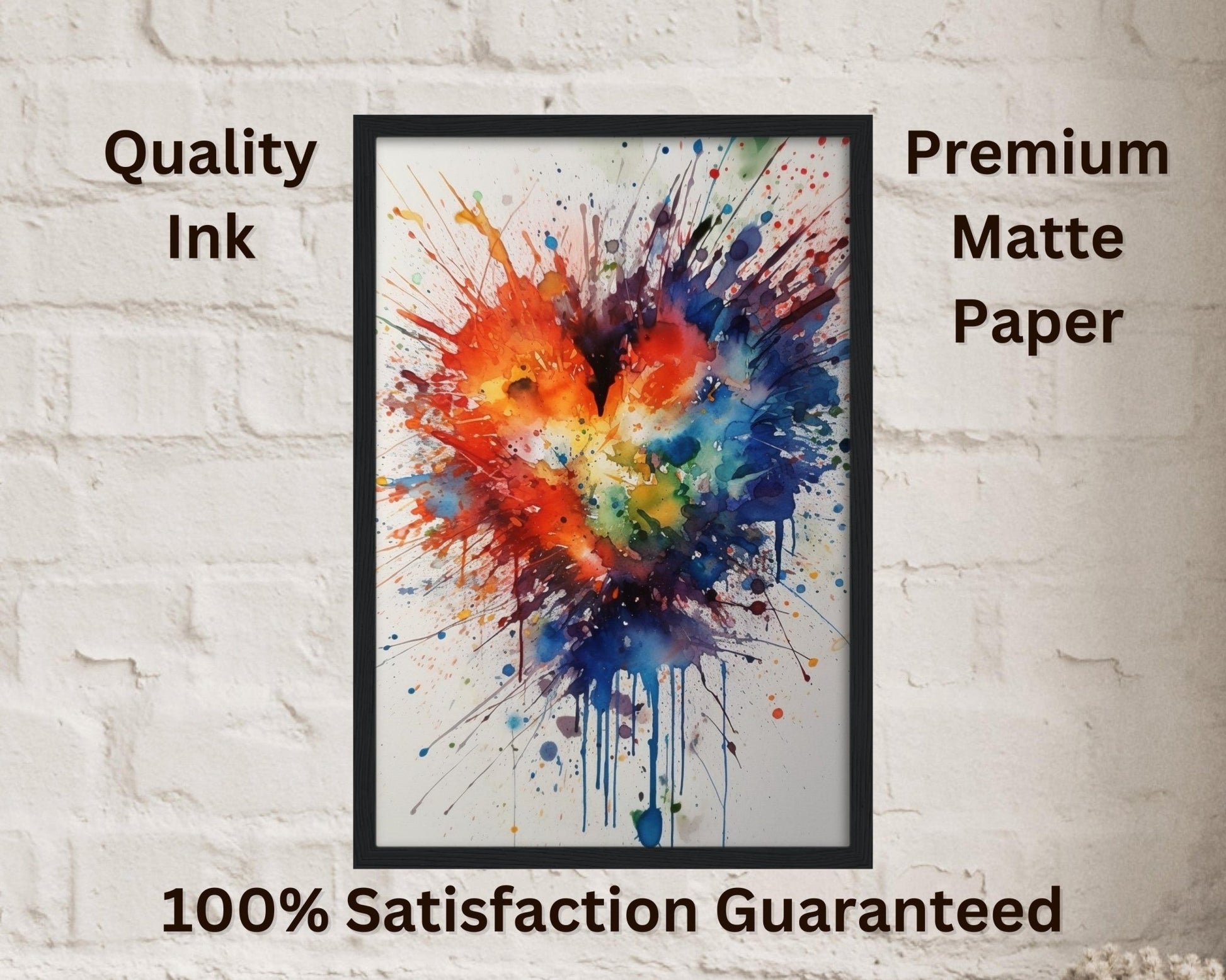 Abstract Love Heart Paint Splatter Poster Print - Valentine's Day Gift - Matte Paper - Colourful wall art by Canvasity Crafts