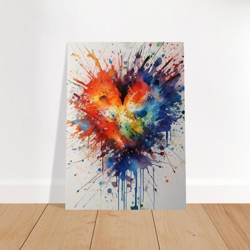 Abstract Love Heart Paint Splatter Poster Print - Valentine's Day Gift - Matte Paper - Colourful wall art by Canvasity Crafts