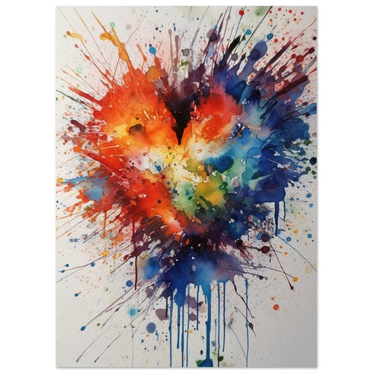 Abstract Love Heart Paint Splatter Poster Print - Valentine's Day Gift - Matte Paper - Colourful wall art by Canvasity Crafts