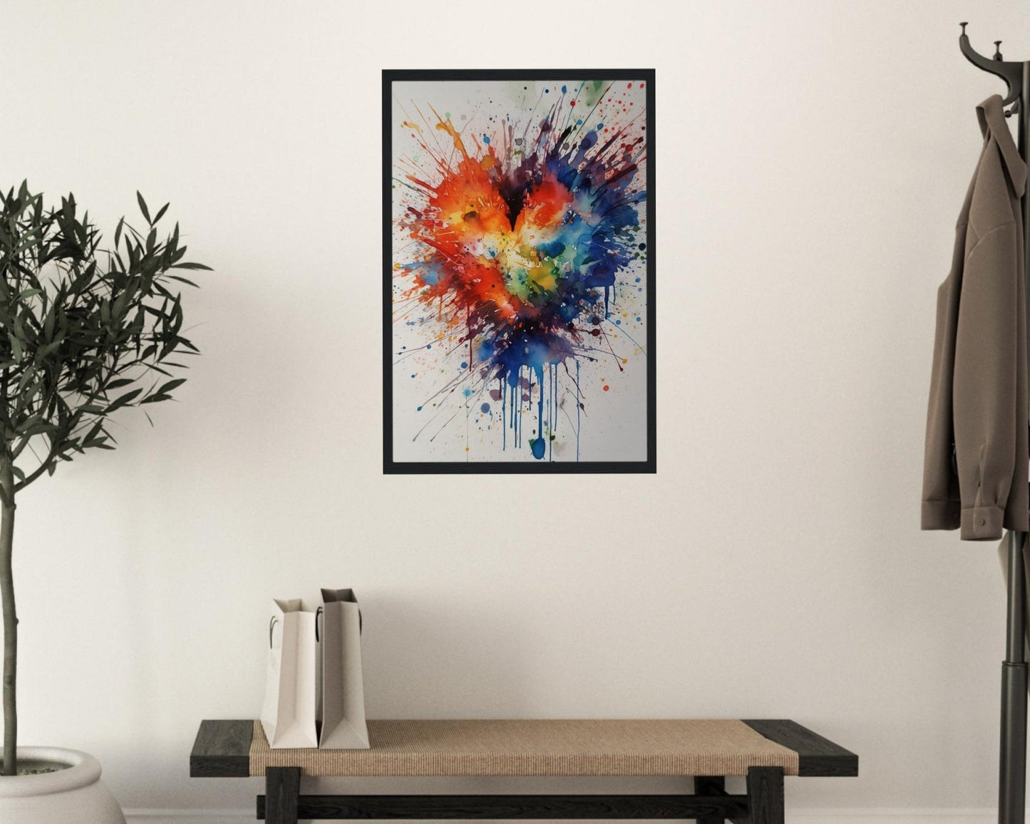 Abstract Love Heart Paint Splatter Poster Print - Valentine's Day Gift - Matte Paper - Colourful wall art by Canvasity Crafts