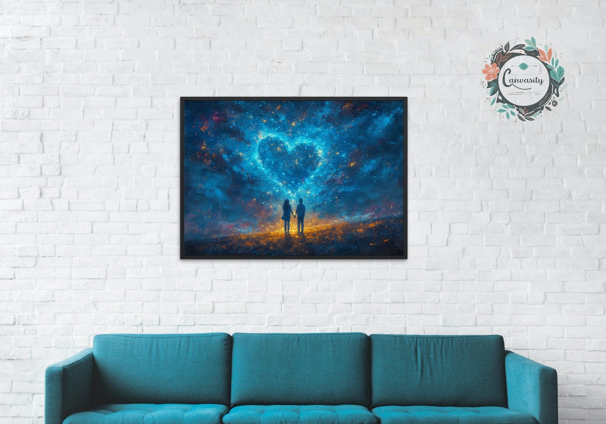 Abstract Love Night Sky Poster Print - Valentine's Day Gift - Matte Paper - Colourful wall art by Canvasity Crafts