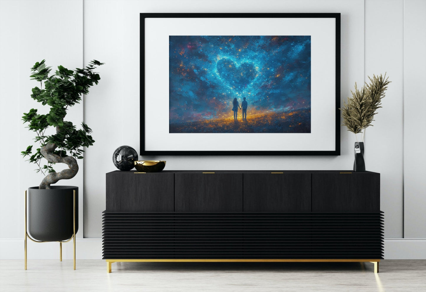 Abstract Love Night Sky Poster Print - Valentine's Day Gift - Matte Paper - Colourful wall art by Canvasity Crafts