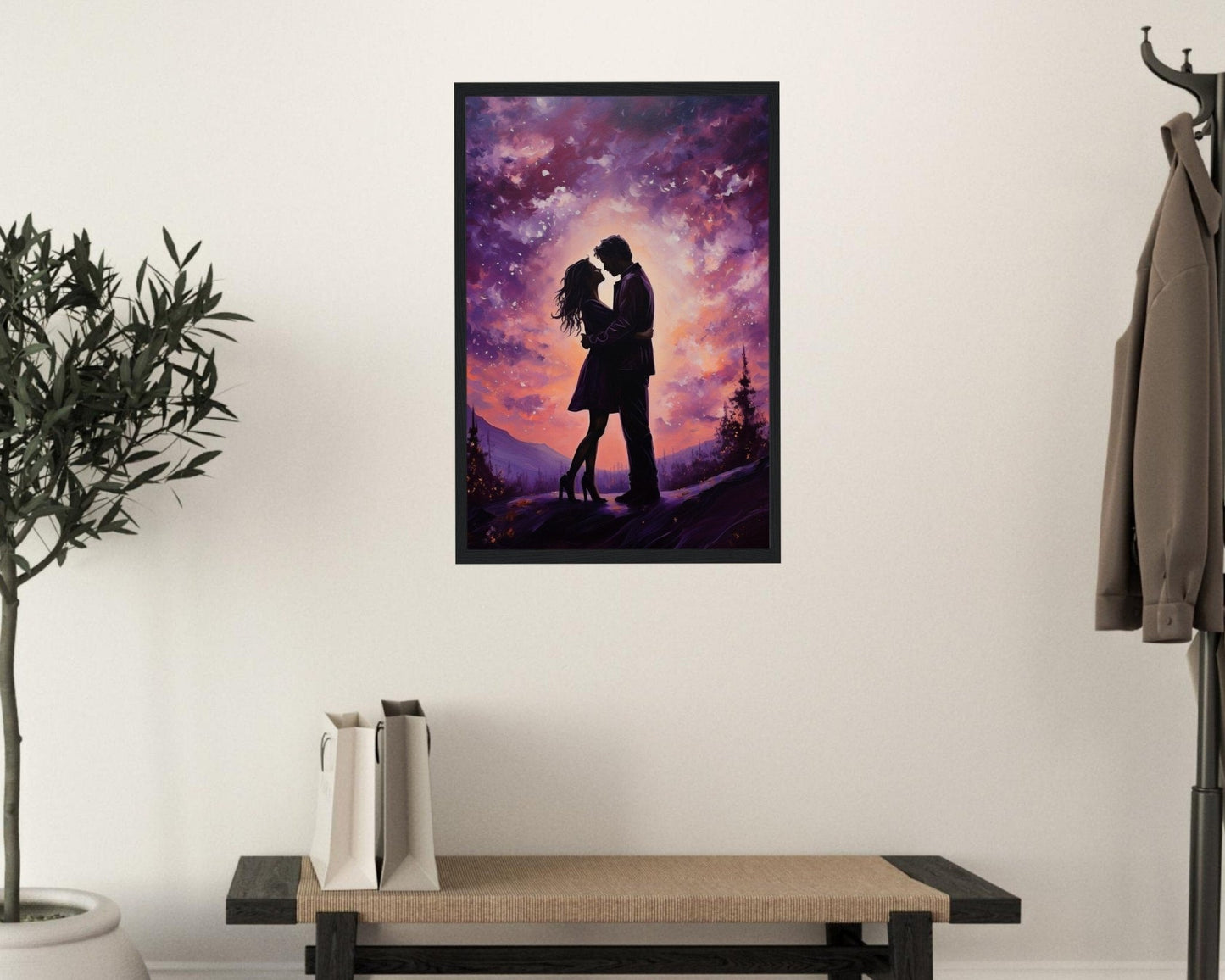 Abstract Love under the Stars Poster Print - Valentine's Day Painting Wedding Gift, Anniversary Present for Wife, Husband, Girlfriend - Posters - Colourful wall art by Canvasity Crafts