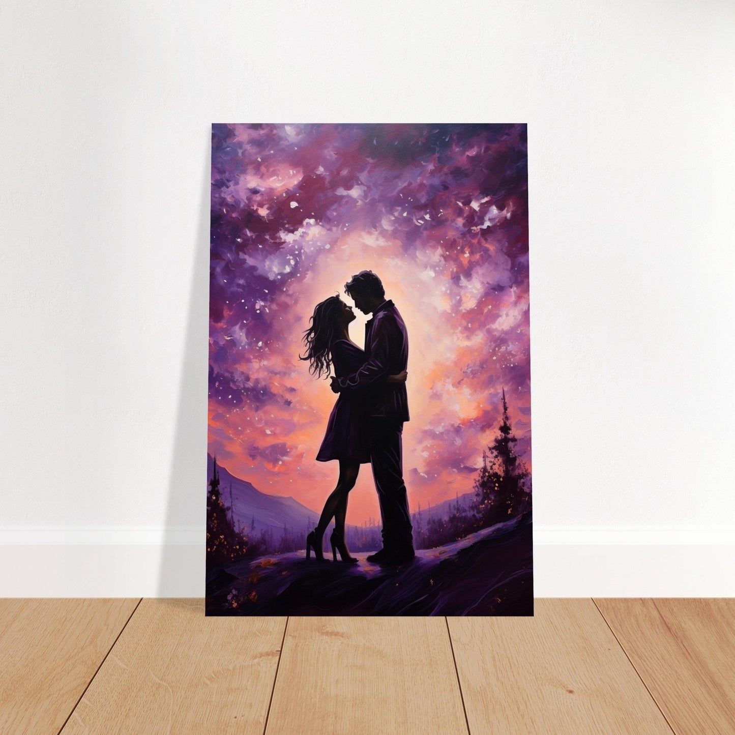 Abstract Love under the Stars Poster Print - Valentine's Day Painting Wedding Gift, Anniversary Present for Wife, Husband, Girlfriend - Posters - Colourful wall art by Canvasity Crafts