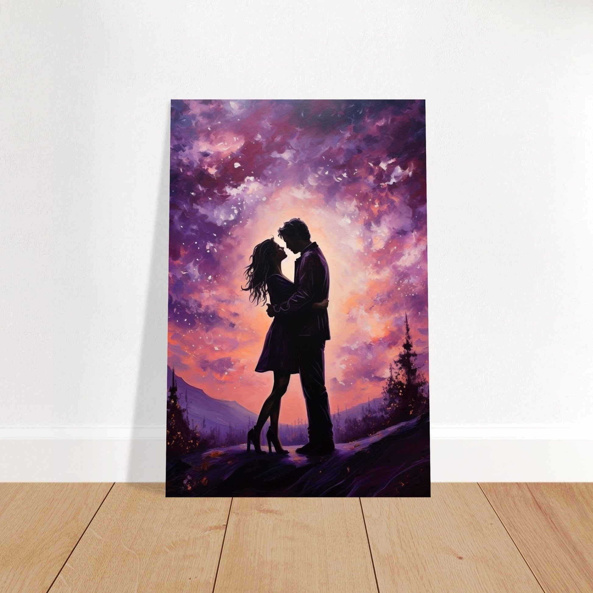 Abstract Love under the Stars Poster Print - Valentine's Day Painting Wedding Gift, Anniversary Present for Wife, Husband, Girlfriend - Posters - Colourful wall art by Canvasity Crafts