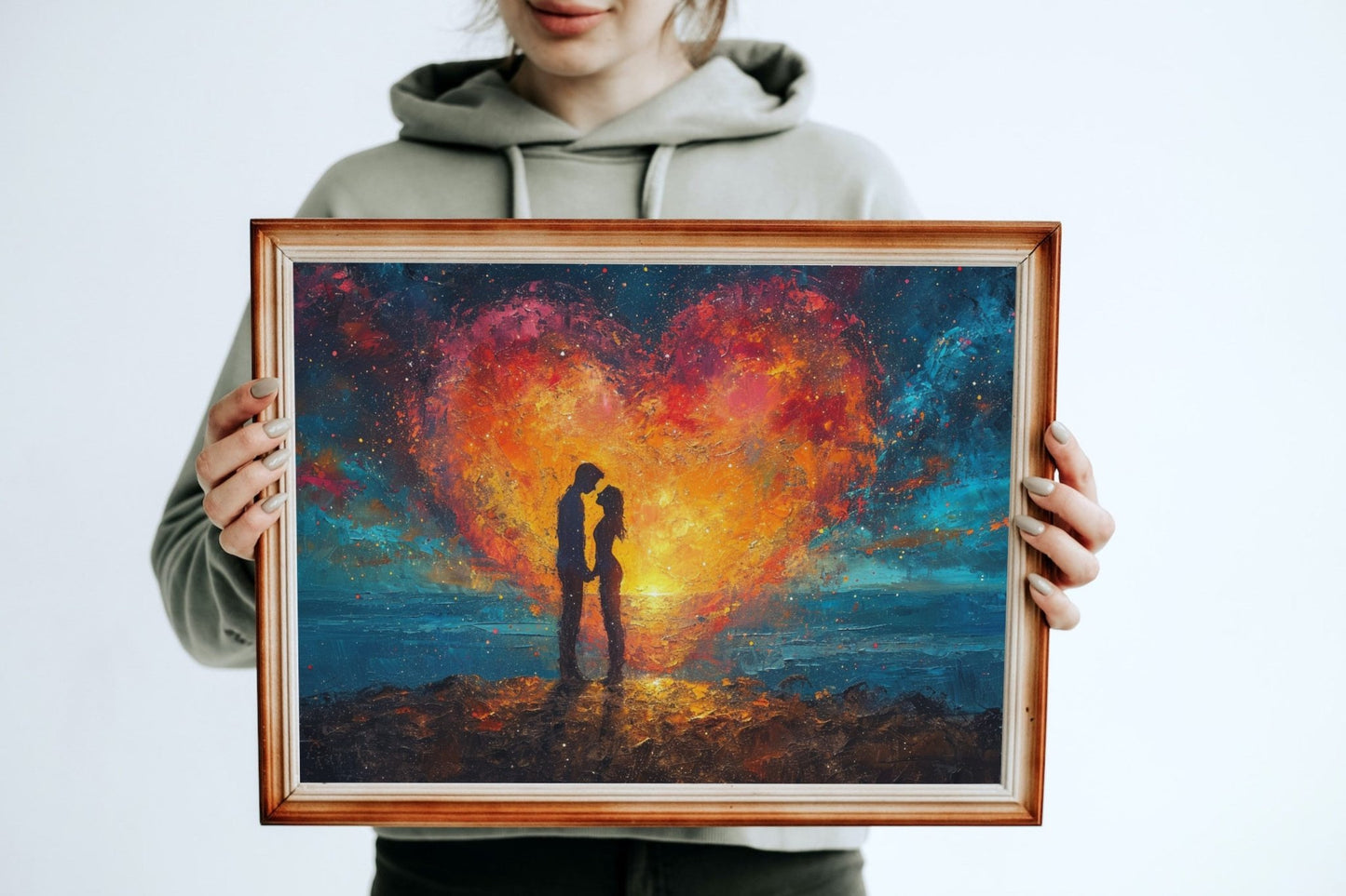 Abstract Love under the Stars Poster Print - Valentine's Day Painting Wedding Gift, Anniversary Present for Wife, Husband, Girlfriend - Posters - Colourful wall art by Canvasity Crafts