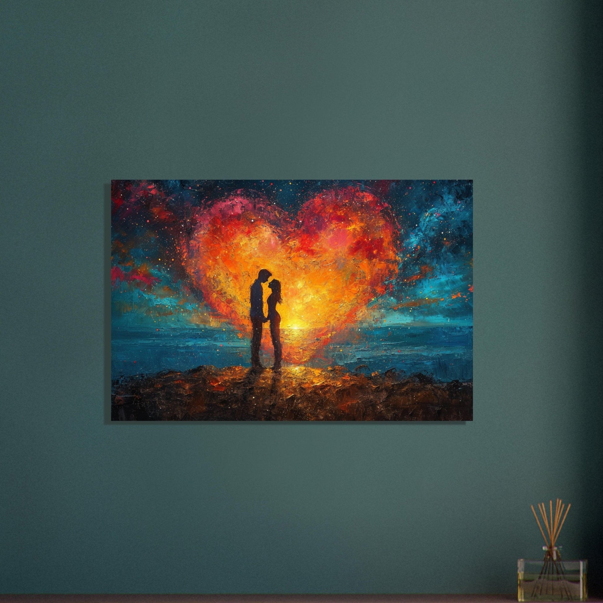 Abstract Love under the Stars Poster Print - Valentine's Day Painting Wedding Gift, Anniversary Present for Wife, Husband, Girlfriend - Posters - Colourful wall art by Canvasity Crafts