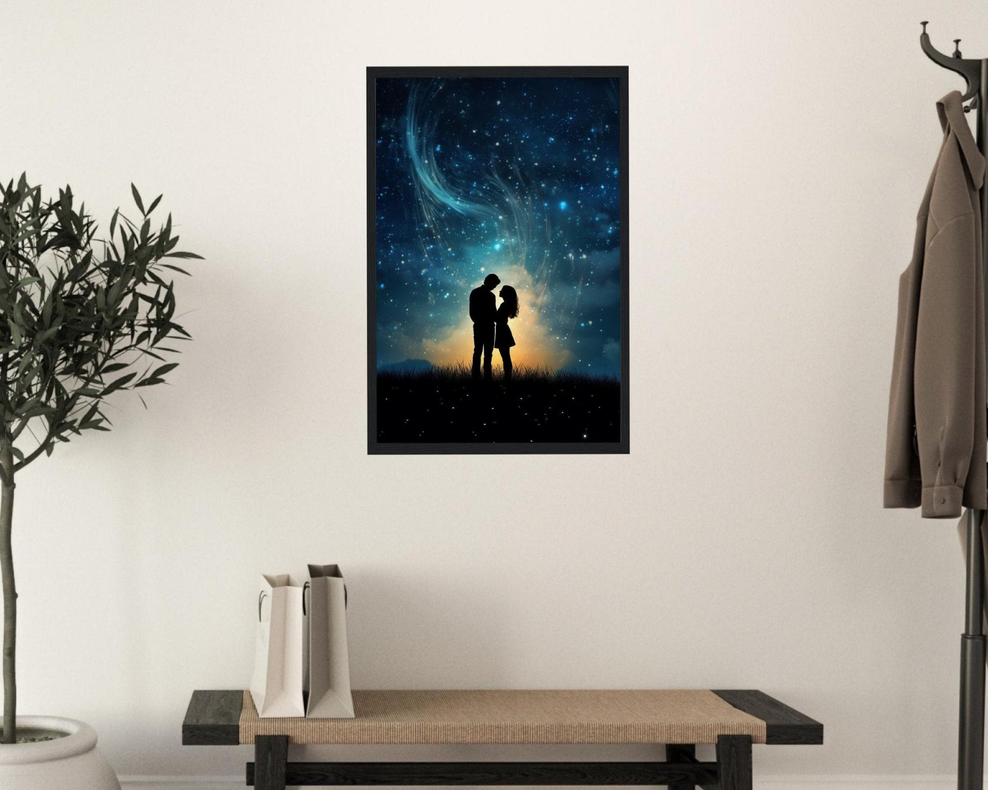 Abstract Love under the Stars Poster Print - Valentine's Day Painting Wedding Gift, Anniversary Present for Wife, Husband, Girlfriend - Posters - Colourful wall art by Canvasity Crafts