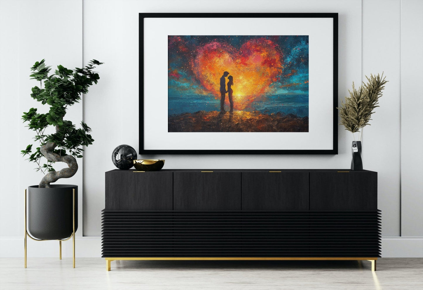 Abstract Love under the Stars Poster Print - Valentine's Day Painting Wedding Gift, Anniversary Present for Wife, Husband, Girlfriend - Posters - Colourful wall art by Canvasity Crafts