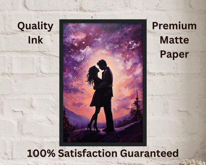 Abstract Love under the Stars Poster Print - Valentine's Day Painting Wedding Gift, Anniversary Present for Wife, Husband, Girlfriend - Posters - Colourful wall art by Canvasity Crafts