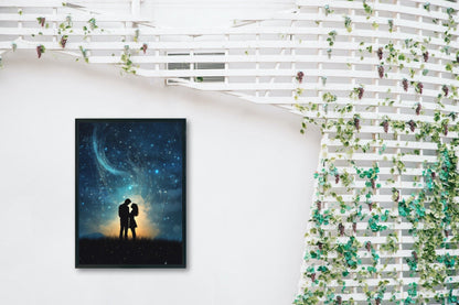 Abstract Love under the Stars Poster Print - Valentine's Day Painting Wedding Gift, Anniversary Present for Wife, Husband, Girlfriend - Posters - Colourful wall art by Canvasity Crafts