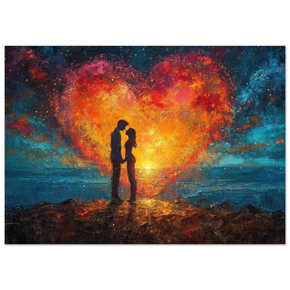 Abstract Love under the Stars Poster Print - Valentine's Day Painting Wedding Gift, Anniversary Present for Wife, Husband, Girlfriend - Posters - Colourful wall art by Canvasity Crafts