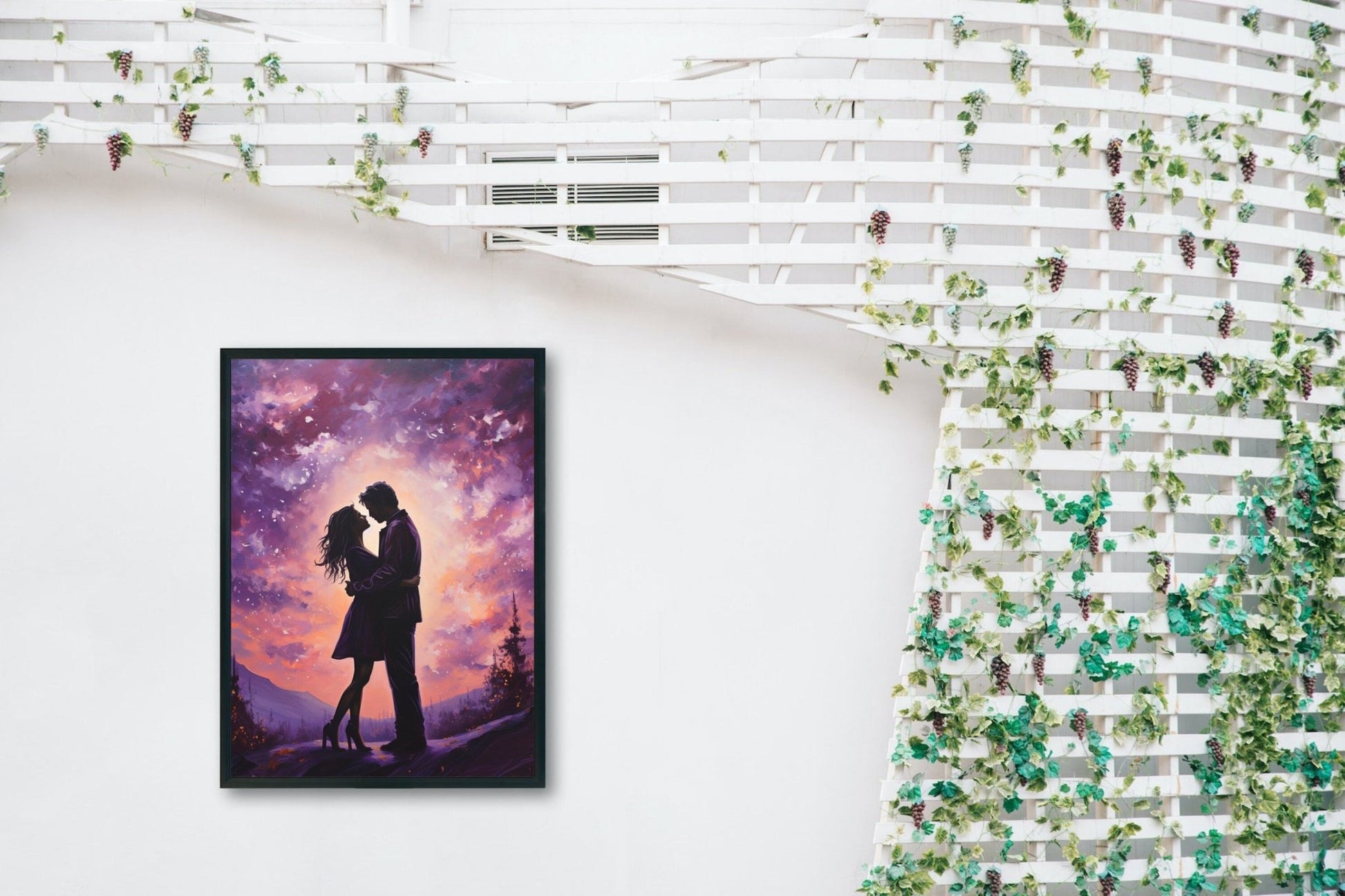 Abstract Love under the Stars Poster Print - Valentine's Day Painting Wedding Gift, Anniversary Present for Wife, Husband, Girlfriend - Posters - Colourful wall art by Canvasity Crafts