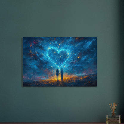 Abstract Love Under the Stars Poster Print - Valentine's Day Painting Wedding Gift, Anniversary Present for Wife, Husband, Girlfriend - Posters - Colourful wall art by Canvasity Crafts