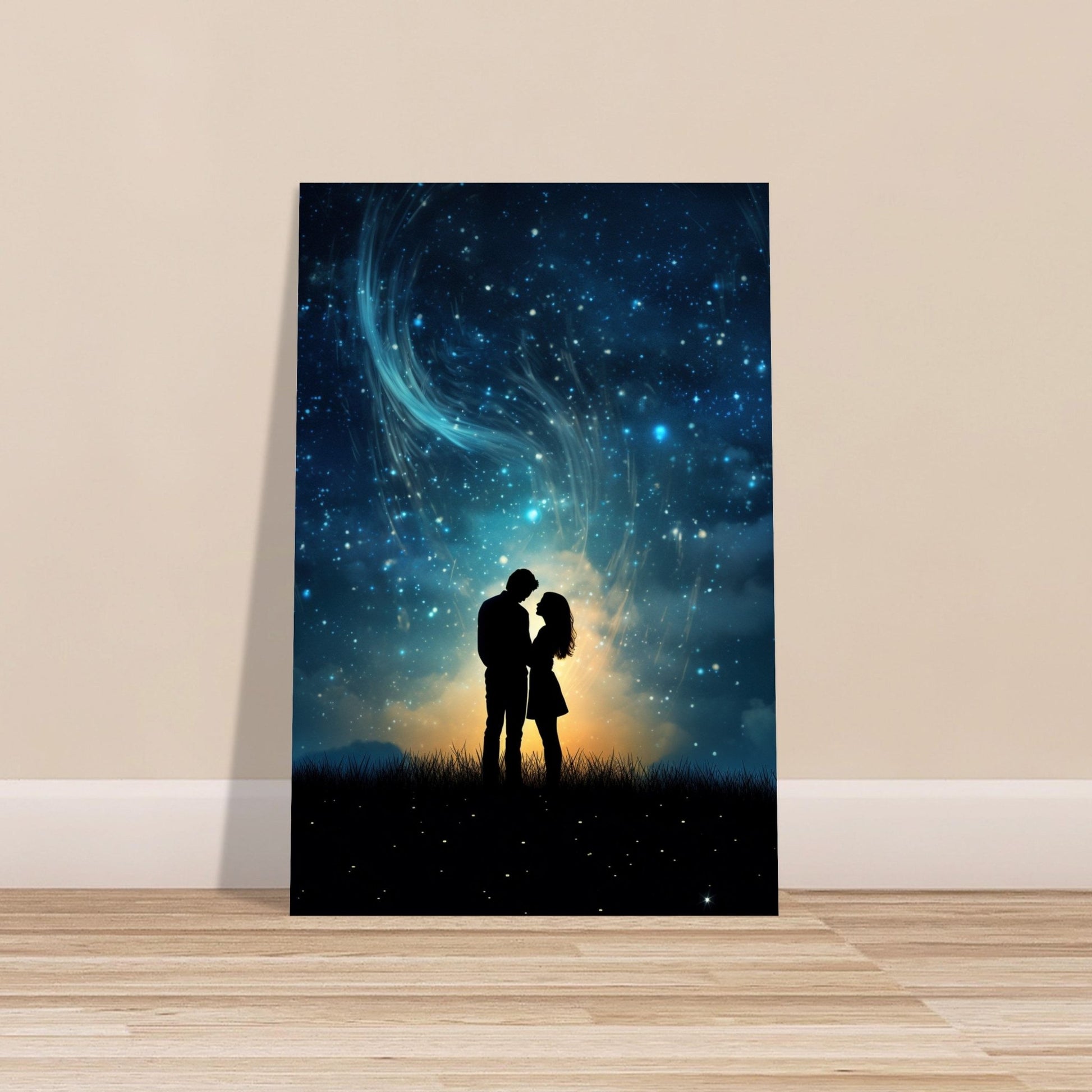 Abstract Love under the Stars Poster Print - Valentine's Day Painting Wedding Gift, Anniversary Present for Wife, Husband, Girlfriend - Posters - Colourful wall art by Canvasity Crafts