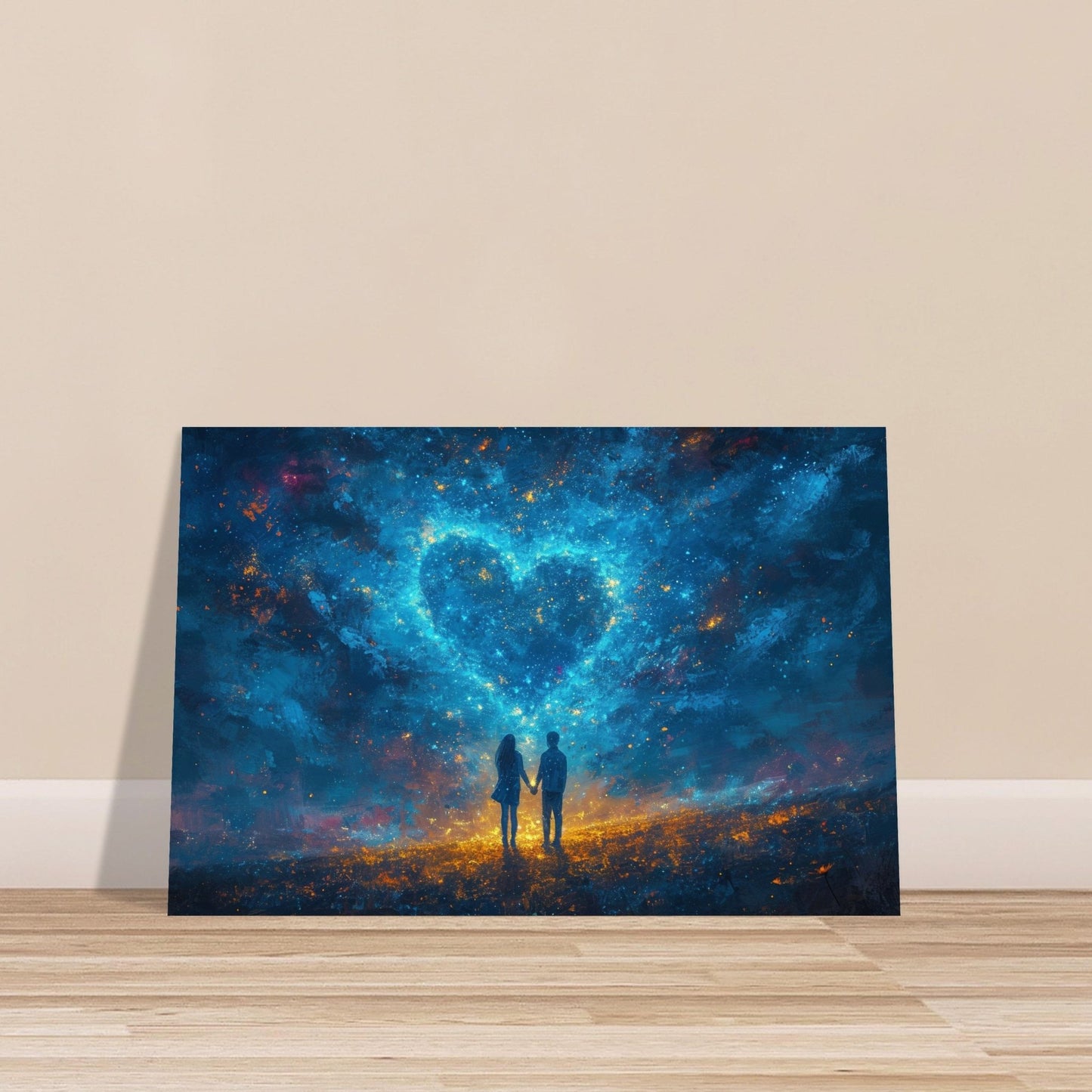 Abstract Love Under the Stars Poster Print - Valentine's Day Painting Wedding Gift, Anniversary Present for Wife, Husband, Girlfriend - Posters - Colourful wall art by Canvasity Crafts