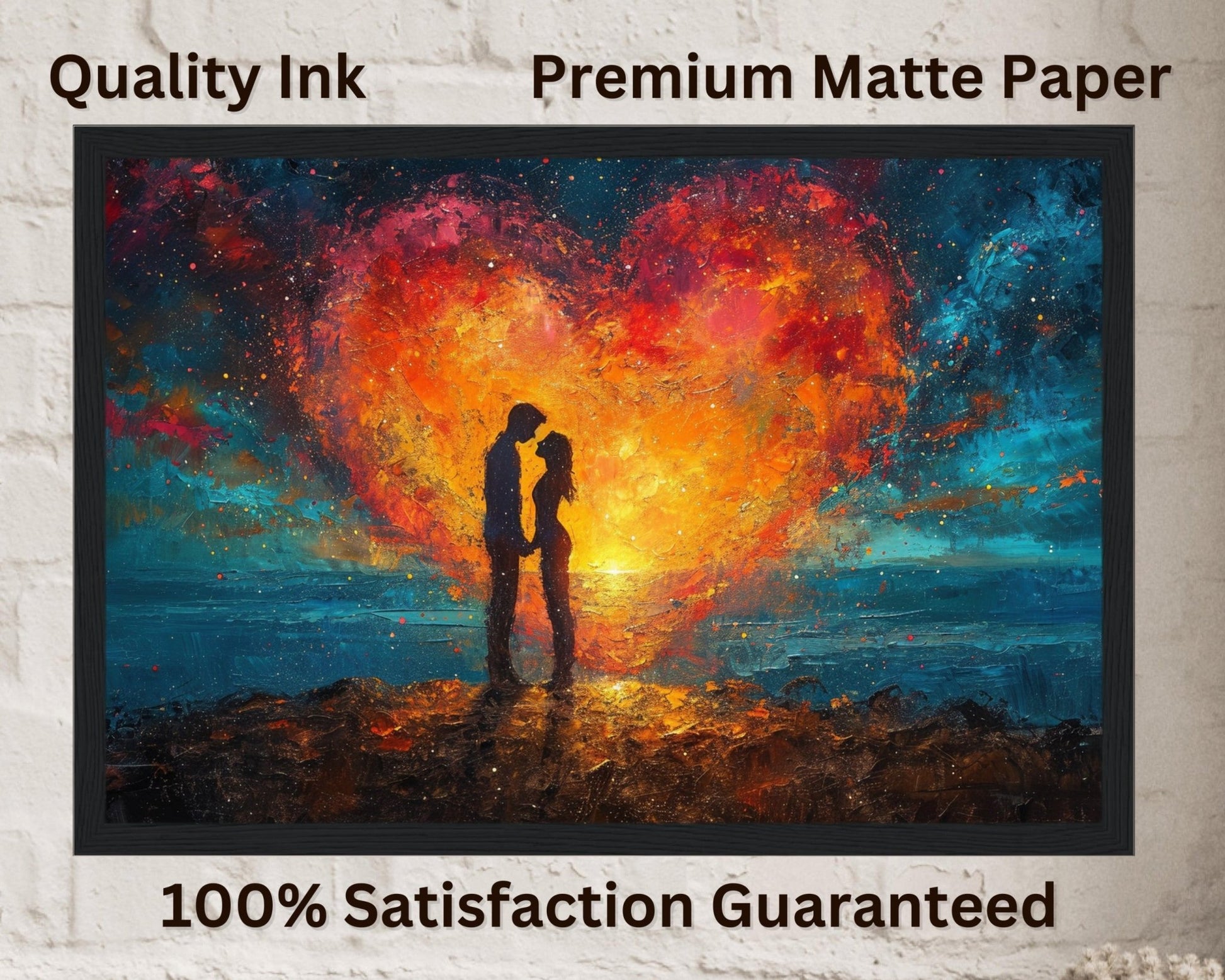 Abstract Love under the Sunset Poster Print - Valentine's Day Gift - Matte Paper - Colourful wall art by Canvasity Crafts