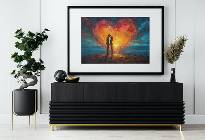 Abstract Love under the Sunset Poster Print - Valentine's Day Gift - Matte Paper - Colourful wall art by Canvasity Crafts