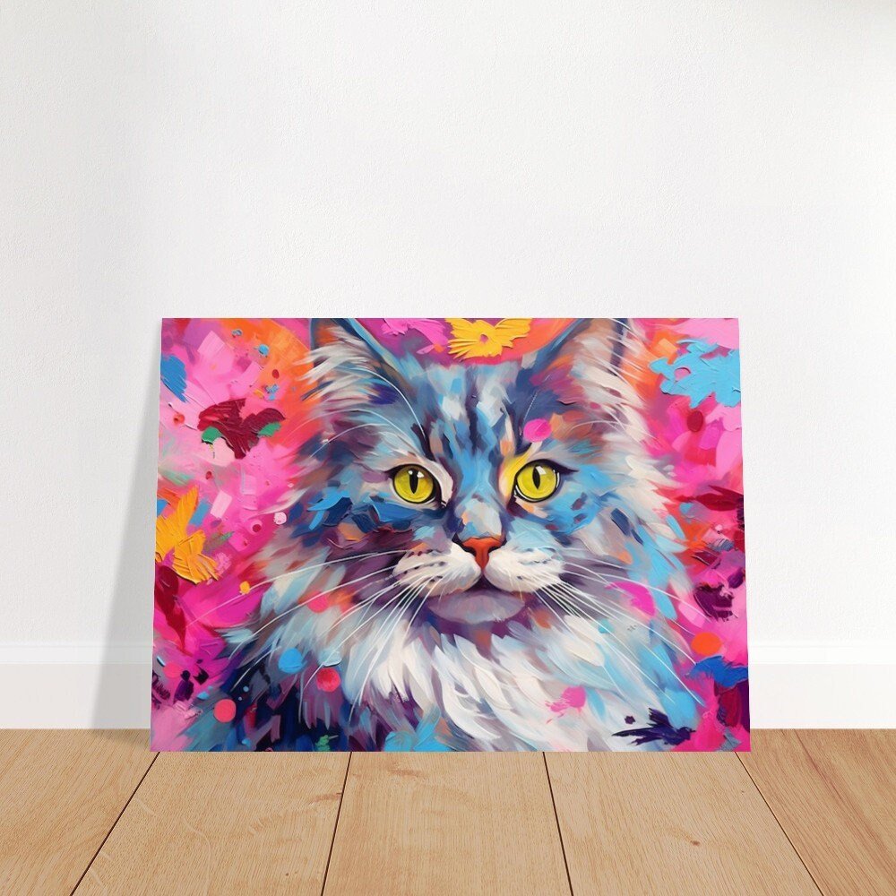 Abstract Ragdoll Cat Abstract Painting - Pallet Knife Poster Print, Colourful Cat Lover Gift, Pretty Feline Wall Art, Pink Rainbow Colour - Posters - Colourful wall art by Canvasity Crafts