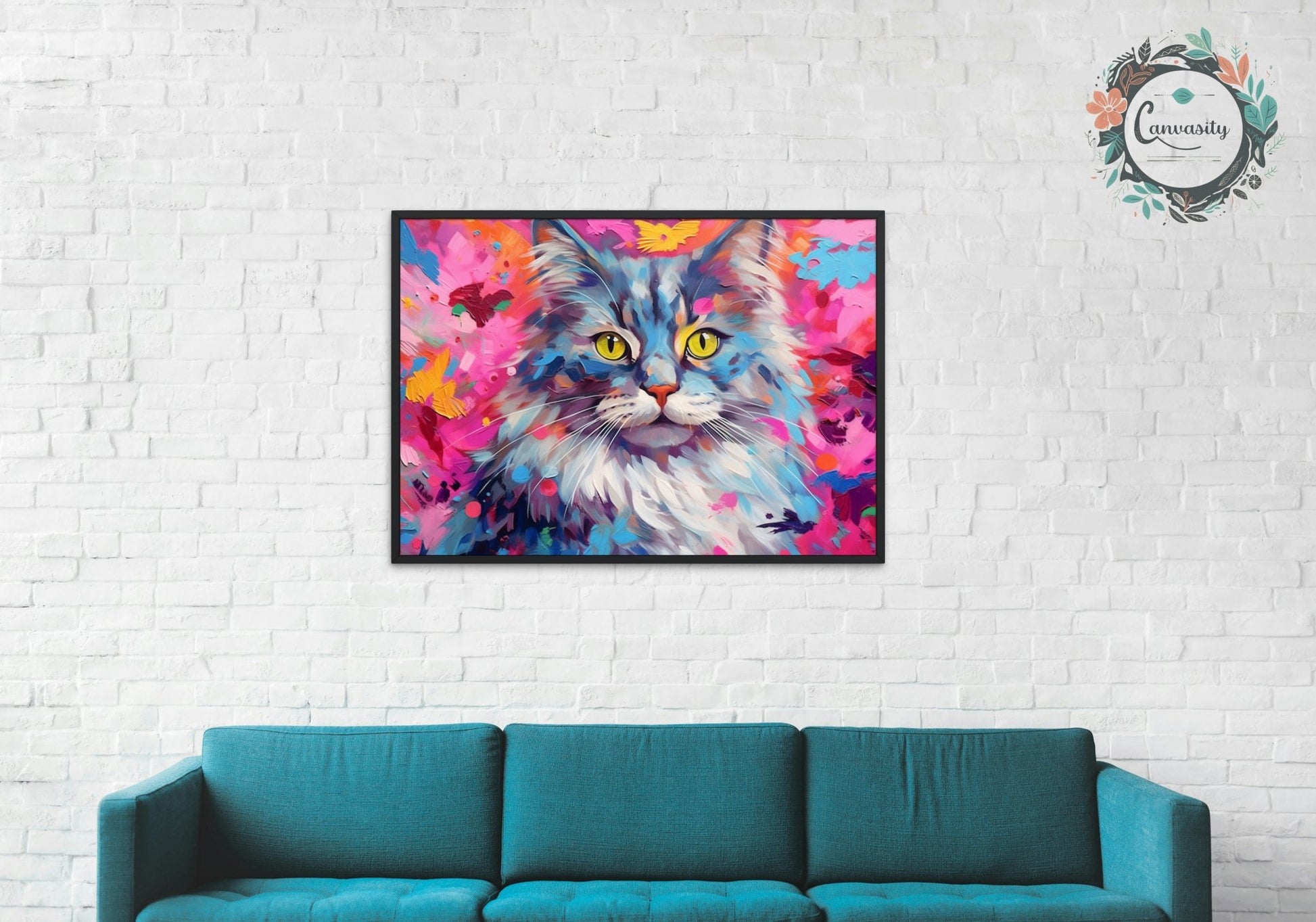 Abstract Ragdoll Cat Abstract Painting - Pallet Knife Poster Print, Colourful Cat Lover Gift, Pretty Feline Wall Art, Pink Rainbow Colour - Matte Paper - Colourful wall art by Canvasity Crafts