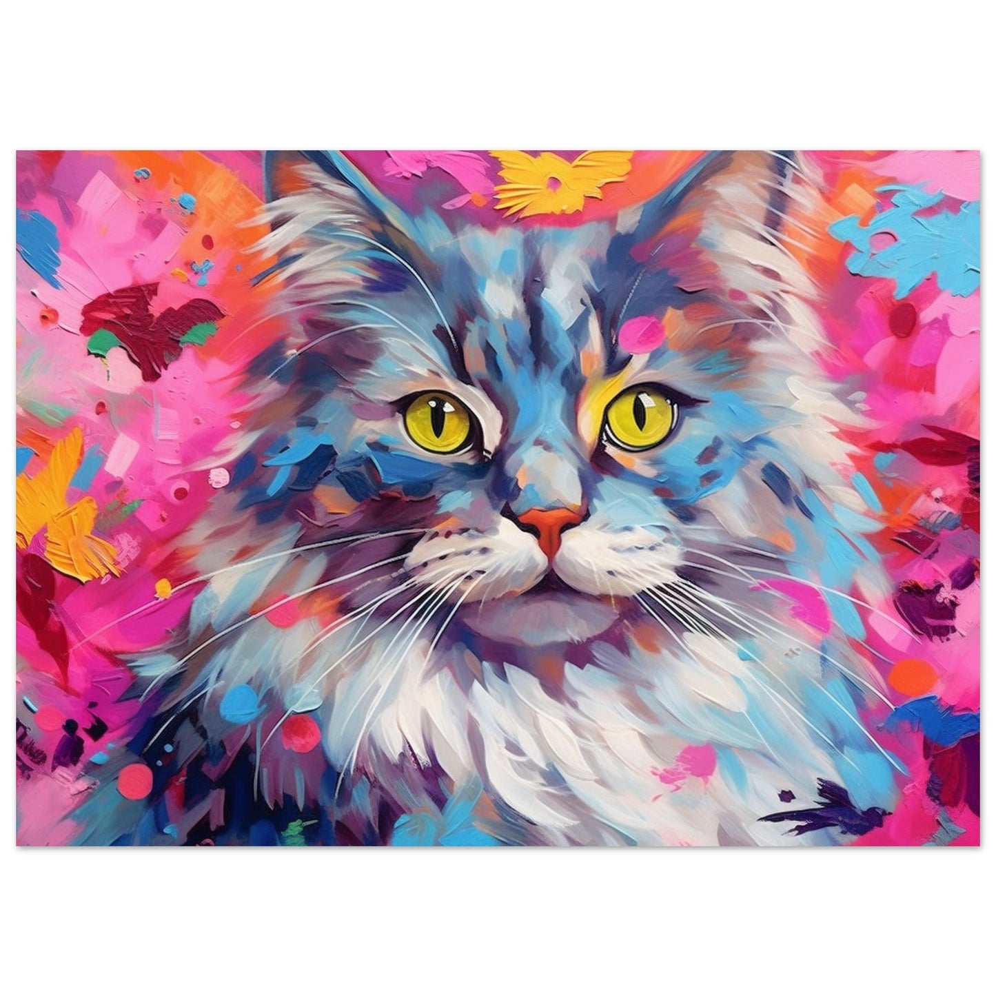 Abstract Ragdoll Cat Abstract Painting - Pallet Knife Poster Print, Colourful Cat Lover Gift, Pretty Feline Wall Art, Pink Rainbow Colour - Matte Paper - Colourful wall art by Canvasity Crafts