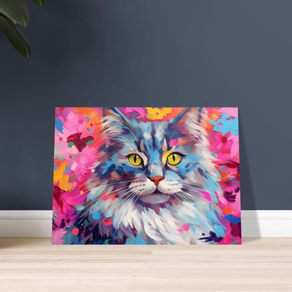 Abstract Ragdoll Cat Abstract Painting - Pallet Knife Poster Print, Colourful Cat Lover Gift, Pretty Feline Wall Art, Pink Rainbow Colour - Matte Paper - Colourful wall art by Canvasity Crafts