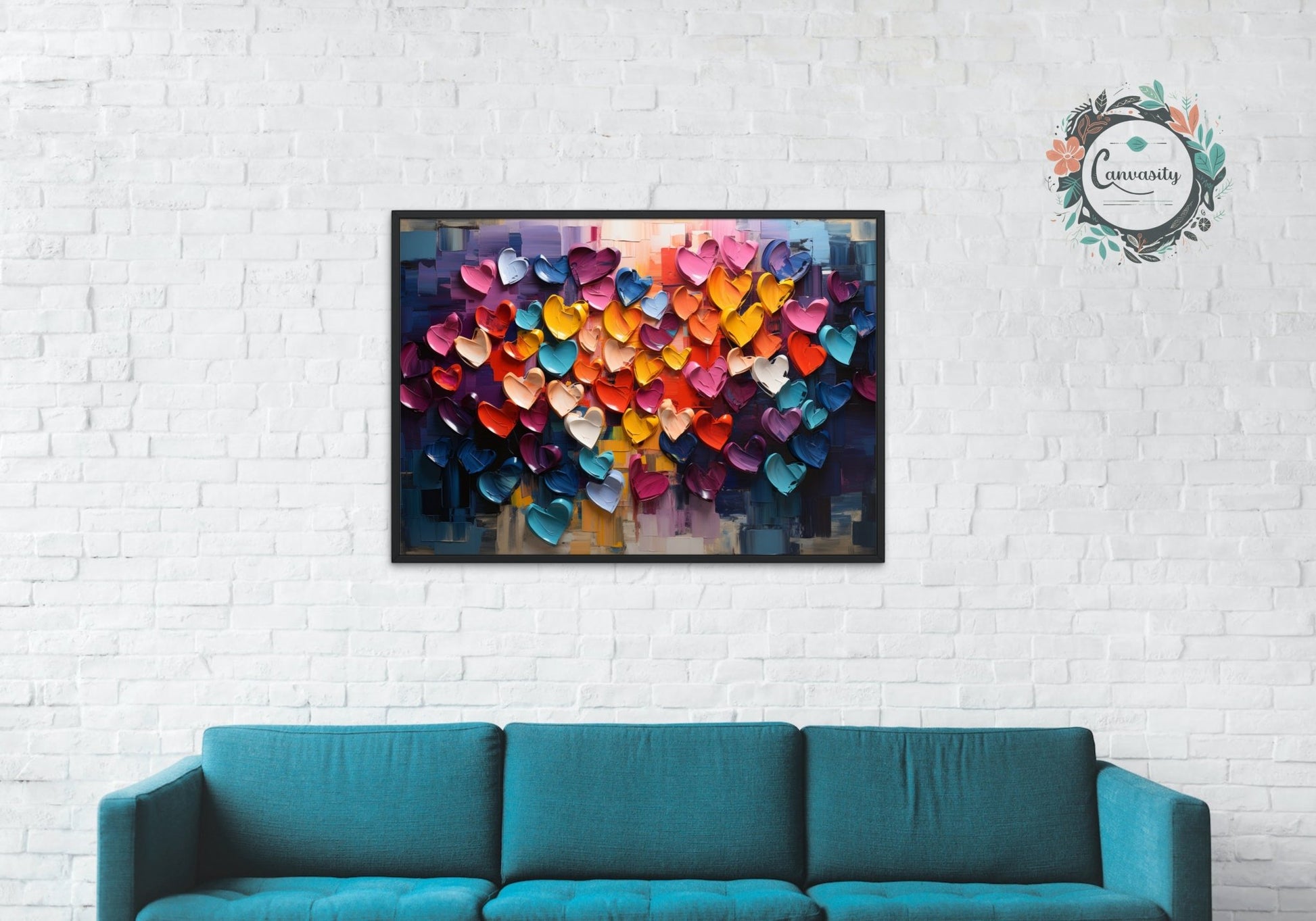 Abstract Rainbow Love Heart Poster Print - Valentine's Day Gift - Matte Paper - Colourful wall art by Canvasity Crafts