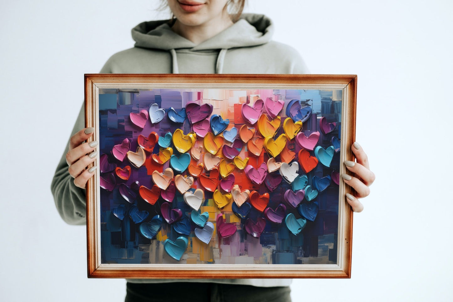 Abstract Rainbow Love Heart Poster Print - Valentine's Day Gift - Matte Paper - Colourful wall art by Canvasity Crafts