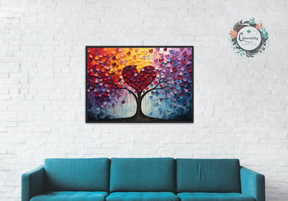 Abstract Rainbow Tree of Life Heart Poster - Valentine's Day Gift - Matte Paper - Colourful wall art by Canvasity Crafts