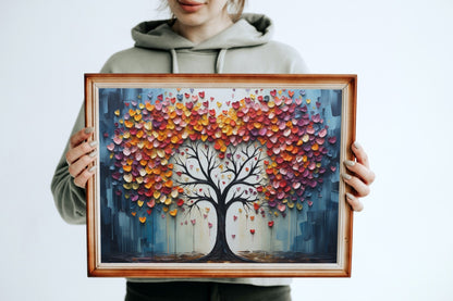 Abstract Rainbow Tree of Life Heart Poster - Valentine's Day Gift - Matte Paper - Colourful wall art by Canvasity Crafts