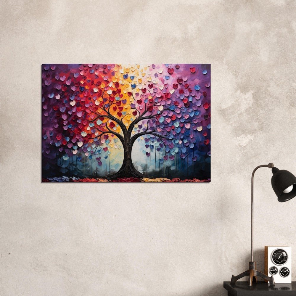 Abstract Rainbow Tree of Life LoveHeart Canvas - Valentine's Day Gift - Canvas - Colourful wall art by Canvasity Crafts