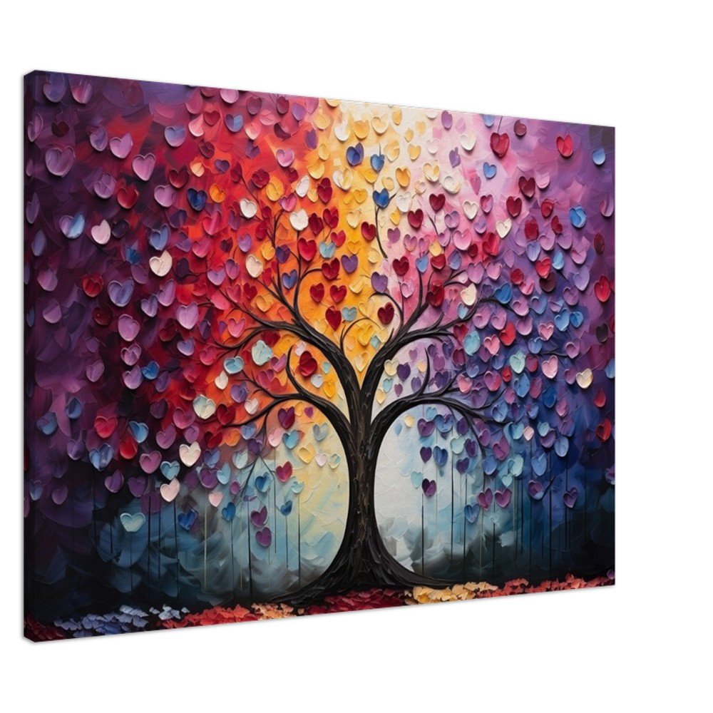 Abstract Rainbow Tree of Life LoveHeart Canvas - Valentine's Day Gift - Canvas - Colourful wall art by Canvasity Crafts