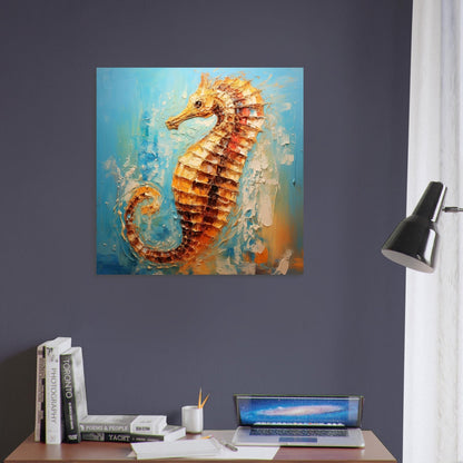 Abstract Seahorse Print Poster, Colourful Pallet Knife Sea Horse Painting, Rainbow Sealife Wall Art, Nautical Gift, Coastal Seaside Picture - Posters - Colourful wall art by Canvasity Crafts