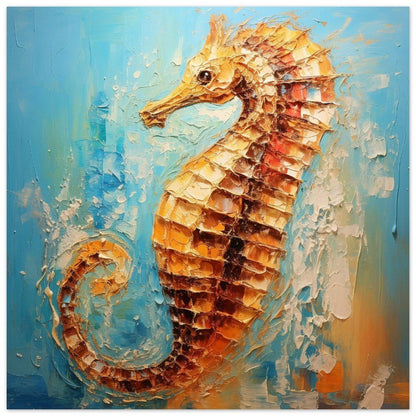 Abstract Seahorse Print Poster, Colourful Pallet Knife Sea Horse Painting, Rainbow Sealife Wall Art, Nautical Gift, Coastal Seaside Picture - Posters - Colourful wall art by Canvasity Crafts