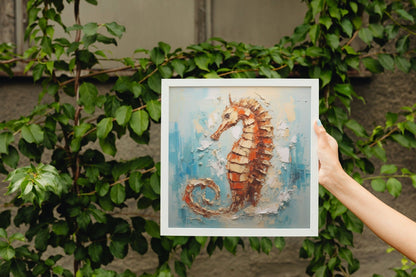 Abstract Seahorse Print Poster, Colourful Pallet Knife Sea Horse Painting, Rainbow Sealife Wall Art, Nautical Gift, Coastal Seaside Picture - Posters - Colourful wall art by Canvasity Crafts