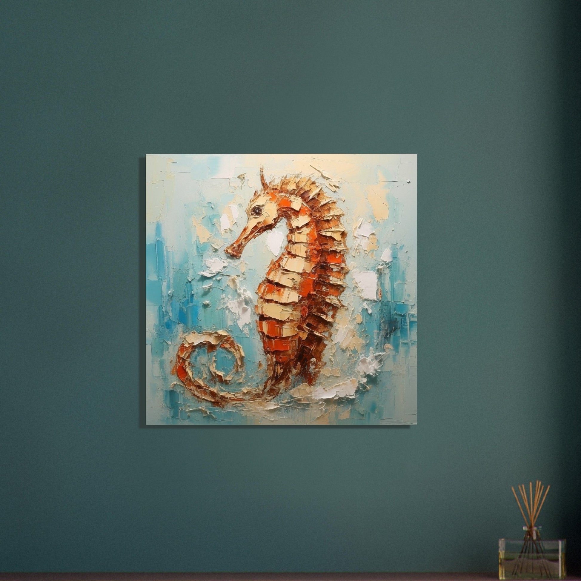 Abstract Seahorse Print Poster, Colourful Pallet Knife Sea Horse Painting, Rainbow Sealife Wall Art, Nautical Gift, Coastal Seaside Picture - Posters - Colourful wall art by Canvasity Crafts