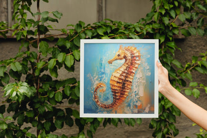 Abstract Seahorse Print Poster, Colourful Pallet Knife Sea Horse Painting, Rainbow Sealife Wall Art, Nautical Gift, Coastal Seaside Picture - Posters - Colourful wall art by Canvasity Crafts